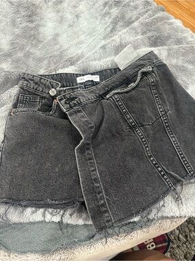 Kids Zara Washed Black Denim Skirt